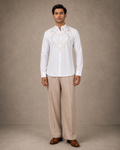 White Gold Embroidered Yoke Shirt