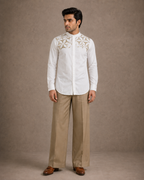 White Shirt with Sequin Star Embroidery On iTS Yoke And iTS Back