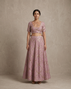 IHSAR Mauve & Rose Sequin Blouse in Rose – blouse with gold sequin embroidery