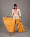 IHSAR Mustard Wide Leg Pants in Mustard – pants with gold sequin embroidery