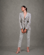 IHSAR Powder Blue Tailored Trousers in Powder Blue – trousers with gold sequin embroidery