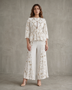 IHSAR Off-White Co-ord Set in Off-White – co-ord set with gold sequin embroidery