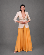 IHSAR Indo-Western Co-ord Set in Off-White – co-ord set with gold sequin embroidery
