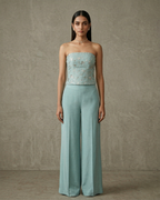 IHSAR Blue Bell Bottoms in Blue – bell bottoms with gold sequin embroidery