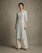 IHSAR Powder Blue Sequins Long Kurta in Powder Blue – kurta with gold sequin embroidery