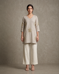 IHSAR Grey Sequins Short Kurti in Grey – kurti with gold sequin embroidery