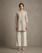 IHSAR Grey Sequins Short Kurti in Grey – kurti with gold sequin embroidery