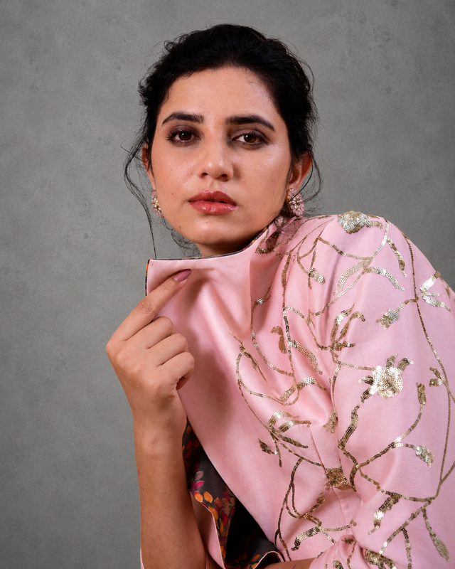 IHSAR Indo-Western Co-ord Set in Mustard – co-ord set with gold sequin embroidery