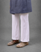 IHSAR White Wide Leg Tailored Trousers in White – side view