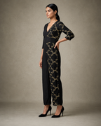 IHSAR Black Cocktail Jumpsuit in Black – side view
