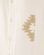 IHSAR Sequins Button Down Shirt in White – side view
