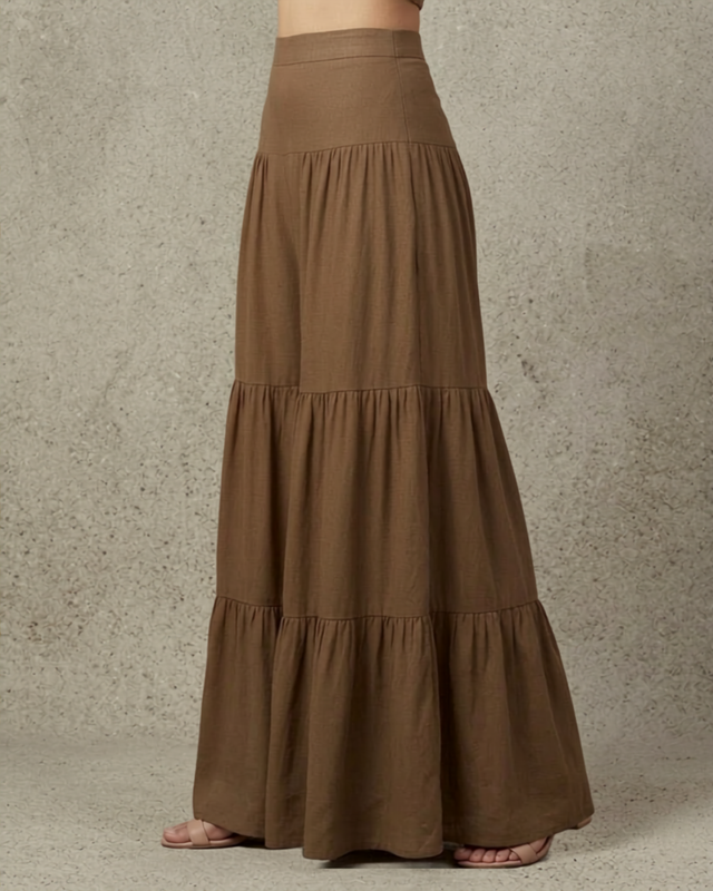 IHSAR Mehendi Brown Sharara Pants in Mehendi Brown – side view