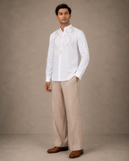 White Gold Embroidered Yoke Shirt