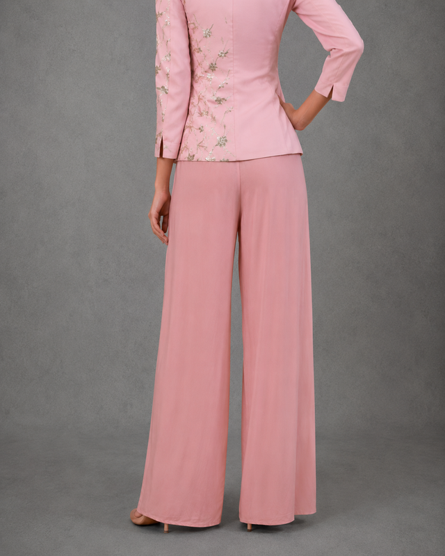 IHSAR Pastel Pink Tailored Blazer in Baby Pink – side view