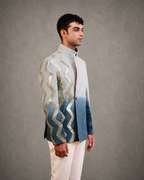 IHSAR Neo Ombre Sequins Asymmetrical Blazer in Neo-Ombre – side view