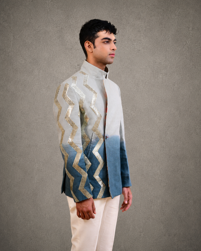 IHSAR Neo Ombre Sequins Asymmetrical Blazer in Neo-Ombre – side view