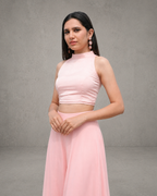 IHSAR Peach Pink Crop Blouse in Baby Pink – side view