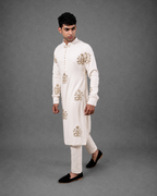 IHSAR Off White Sequins Kurta in Off-White – side view