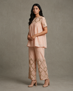 IHSAR Baby Pink Co Ord Set in Baby Pink – side view