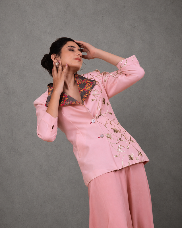 IHSAR Indo Western Co Ord Set in Mustard – side view