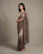 IHSAR Mauve Ombre Saree in Mauve Ombre – side view