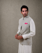 IHSAR Powder Blue Nehru Jacket in Powder Blue – side view