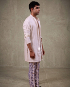 IHSAR Off White Long Shirt in Off-White – side view