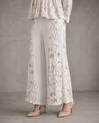IHSAR Off White Wide Leg Pants in Off-White – side view