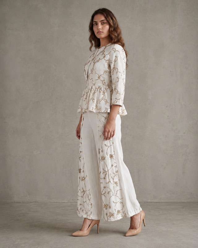 IHSAR Off White Co Ord Set in Off-White – side view