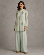 IHSAR Mint Green Sequins Georgette Top in Mint Green – side view