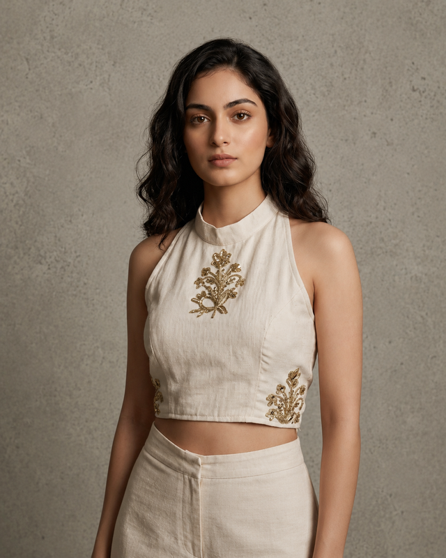 IHSAR Off White Tank Top Style Blouse in Off-White – side view