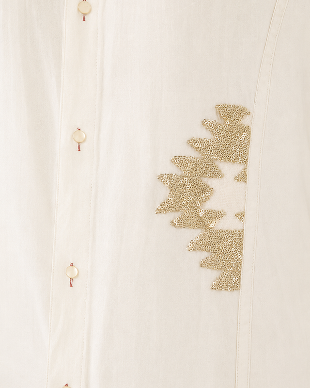 IHSAR Sequins Button Down Shirt in White – side view