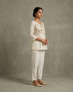 IHSAR Off White Boho Top in Off-White – side view