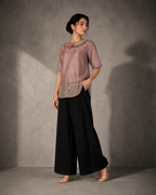 IHSAR Mauve Silk Chanderi Top in Mauve – side view