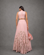 IHSAR Pink Flared Skirt in Baby Pink – side view