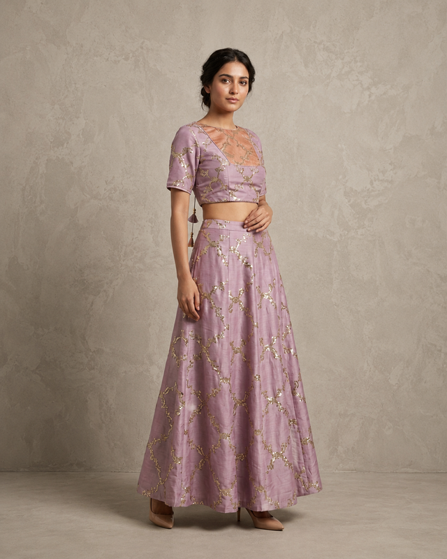 IHSAR Mauve Rose Sequin Blouse in Rose – side view