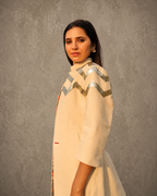 IHSAR Off White Blazer Skirt Set in Off-White – side view