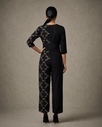 IHSAR Black Cocktail Jumpsuit in Black – back view