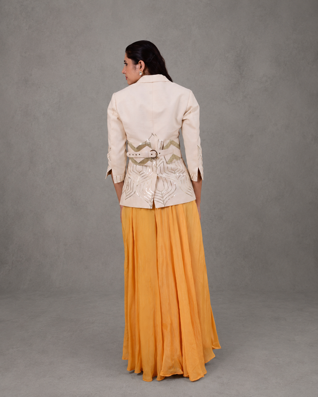 IHSAR Indo Western Co Ord Set in Off-White – back view