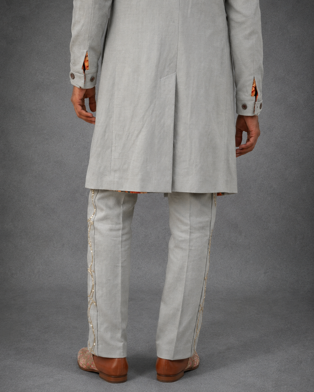 IHSAR Powder Blue Sequins Pants in Powder Blue – back view