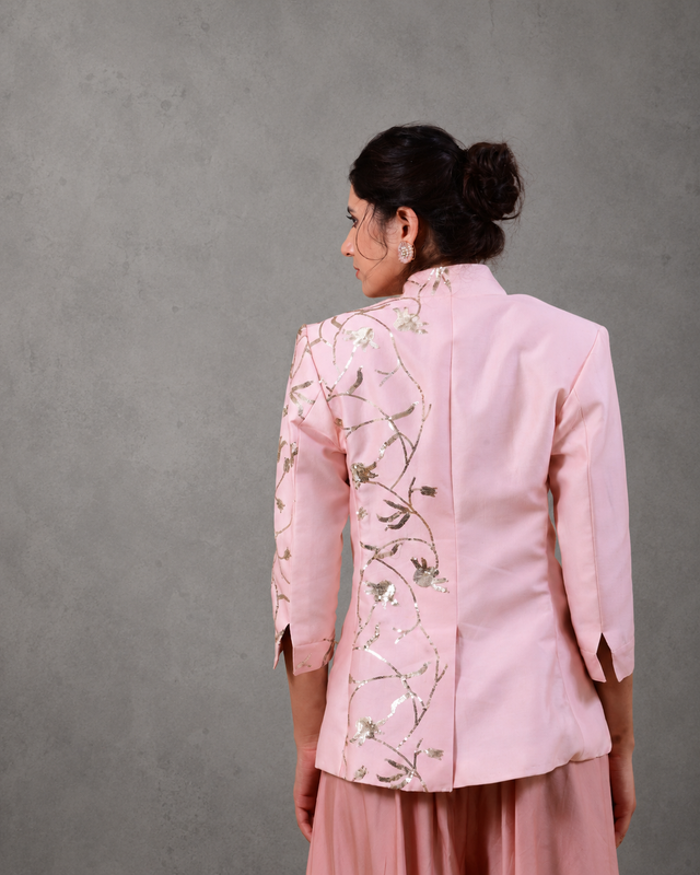 Pink Tailored Palazzo And Blazer Set