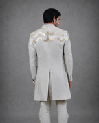 IHSAR Asymmetrical Blazer Trouser Set in Powder Blue – back view