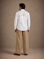 White Shirt with Sequin Star Embroidery On iTS Yoke And iTS Back