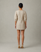 IHSAR Metallic Grey Silk Top Cum Dress in Grey – back view