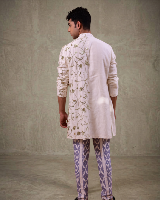 IHSAR Off White Long Shirt in Off-White – back view