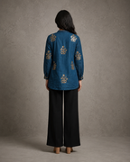 IHSAR Indigo Blue Sequins Top in Indigo Blue – back view