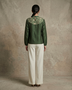 IHSAR Olive Sequins Top in Olive – back view