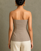IHSAR Grey Pleated Tube Top in Grey – back view
