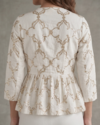 IHSAR Off White Peplum Jacket in Off-White – back view