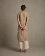 IHSAR Taupe Brown Sequins Long Kurta in Taupe Brown – back view
